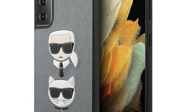 Karl Lagerfeld Saffiano Karl & Choupette Heads - Etui Samsung Galaxy S21+ (srebrny) - zdjęcie 1