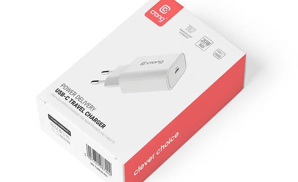 Crong USB-C Travel Charger – Ładowarka sieciowa USB-C Power Delivery 20W (biały) - zdjęcie 5
