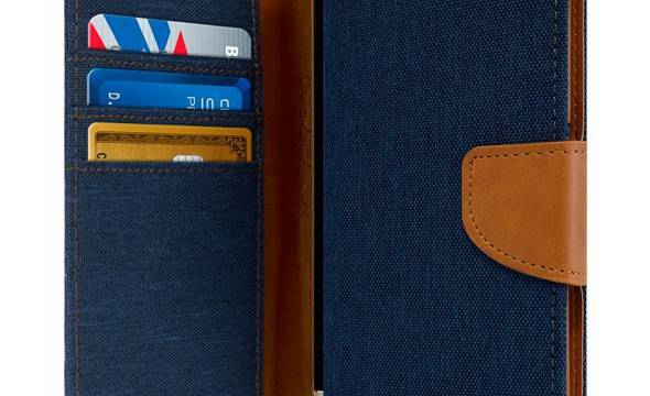 Mercury Canvas Diary - Etui Samsung Galaxy S8 z kieszeniami na karty + stand up (granatowy/camel) - zdjęcie 1