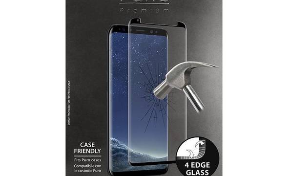 PURO Premium Full Edge Tempered Glass Case Friendly - Szkło ochronne hartowane na ekran Samsung Galaxy S8 (czarna ramka) - zdjęcie 2
