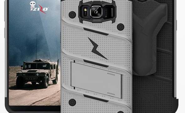 Zizo Bolt Cover - Pancerne etui Samsung Galaxy S8 ze szkłem 9H na ekran + podstawka & uchwyt do paska (Gray/Black) - zdjęcie 4