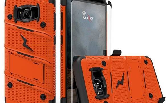 Zizo Bolt Cover - Pancerne etui Samsung Galaxy S8 ze szkłem 9H na ekran + podstawka & uchwyt do paska (Orange/Black) - zdjęcie 3