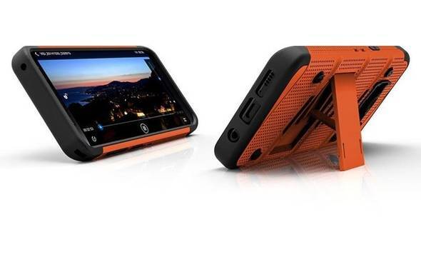 Zizo Bolt Cover - Pancerne etui Samsung Galaxy S8 ze szkłem 9H na ekran + podstawka & uchwyt do paska (Orange/Black) - zdjęcie 6