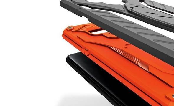 Zizo Static Cover - Pancerne etui Samsung Galaxy S8 z podstawką (Black/Orange) - zdjęcie 4