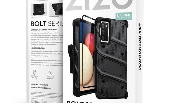 ZIZO BOLT Series - Pancerne etui Samsung Galaxy A02S ze szkłem 9H na ekran + uchwyt z podstawką (czarny) - zdjęcie 7