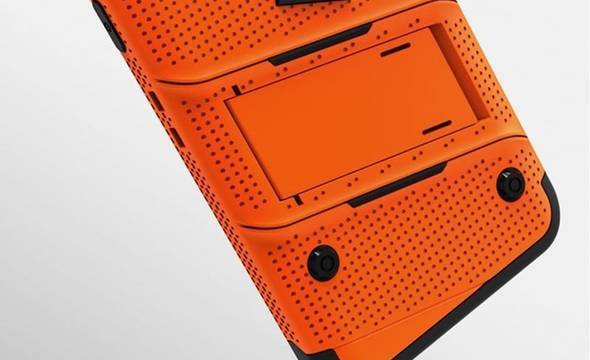 Zizo Bolt Cover - Pancerne etui Samsung Galaxy S8 ze szkłem 9H na ekran + podstawka & uchwyt do paska (Orange/Black) - zdjęcie 9