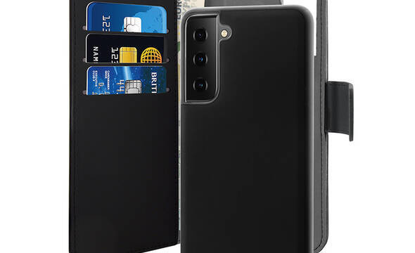 PURO Wallet Detachable - Etui 2w1 Samsung Galaxy S21 FE (czarny) - zdjęcie 1