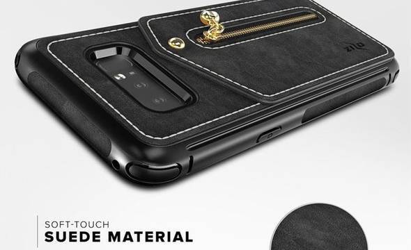 Zizo Nebula Wallet Case - Skórzane etui Samsung Galaxy Note 8 (2017) z kieszeniami na karty + saszetka na zamek + szkło 9H na ekran (Black/Black) - zdjęcie 7