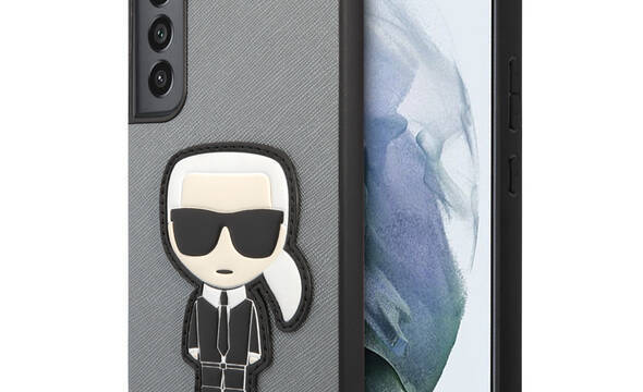 Karl Lagerfeld Saffiano Ikonik Patch - Etui Samsung Galaxy S22+ (srebrny) - zdjęcie 1