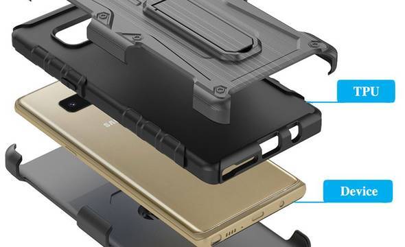 Zizo Heavy Duty Armor Case - Pancerne etui Samsung Galaxy Note 8 (2017) z podstawką + uchwyt do paska (Black/Black) - zdjęcie 6