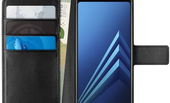 PURO Booklet Wallet Case - Etui Samsung Galaxy A8 (2018) z kieszeniami na karty + stand up (czarny) - zdjęcie 1