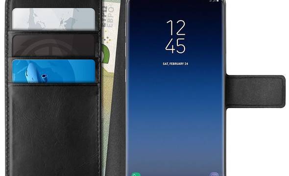 PURO Booklet Wallet Case - Etui Samsung Galaxy S9 z kieszeniami na karty + stand up (czarny) - zdjęcie 1