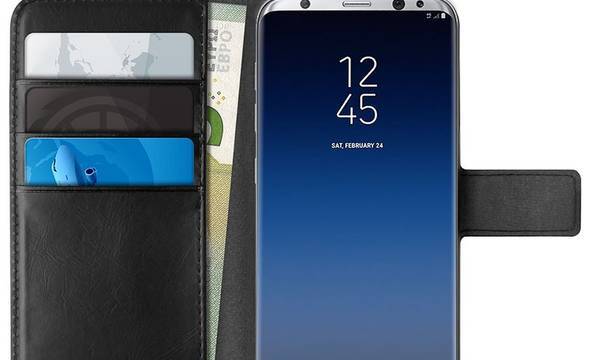 PURO Booklet Wallet Case - Etui Samsung Galaxy S9+ z kieszeniami na karty + stand up (czarny) - zdjęcie 1