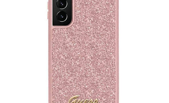 Guess Glitter Flakes Metal Logo Case - Etui Samsung Galaxy S23 Ultra (różowy) - zdjęcie 1