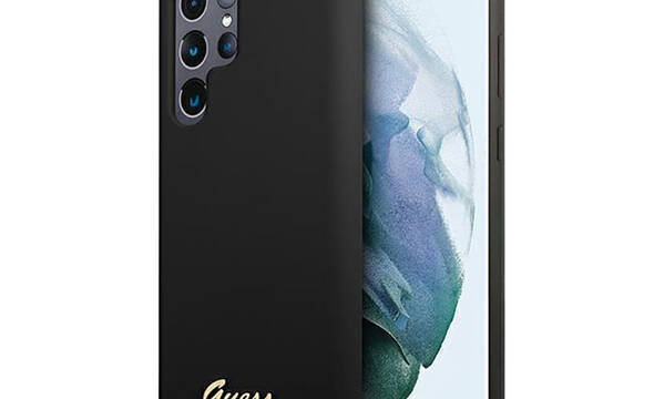 Guess Silicone Script Metal Logo - Etui Samsung Galaxy S22 Ultra (czarny) - zdjęcie 1