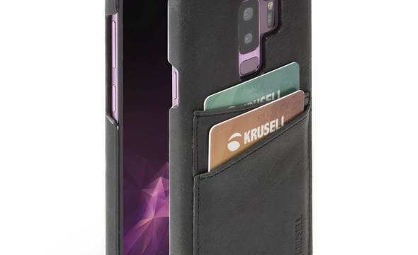 Krusell Sunne 2 Card Cover - Skórzane etui Samsung Galaxy S9+ z dwoma zewnętrznymi kieszeniami na karty (Black) - zdjęcie 1