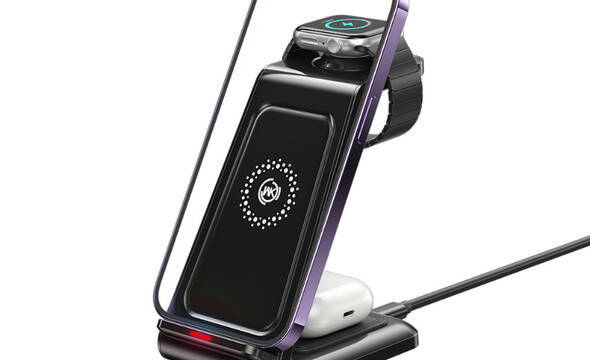 WEKOME WP-U168 Pop Digital Series - Ładowarka bezprzewodowa 3w1 do iPhone, AirPods i Apple Watch (Czarny) - zdjęcie 1