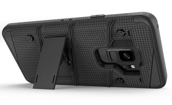 Zizo Bolt Cover - Pancerne etui Samsung Galaxy S9 ze szkłem 9H na ekran + podstawka & uchwyt do paska (Black/Black) - zdjęcie 4