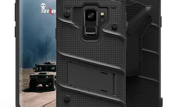 Zizo Bolt Cover - Pancerne etui Samsung Galaxy S9 ze szkłem 9H na ekran + podstawka & uchwyt do paska (Black/Black) - zdjęcie 7