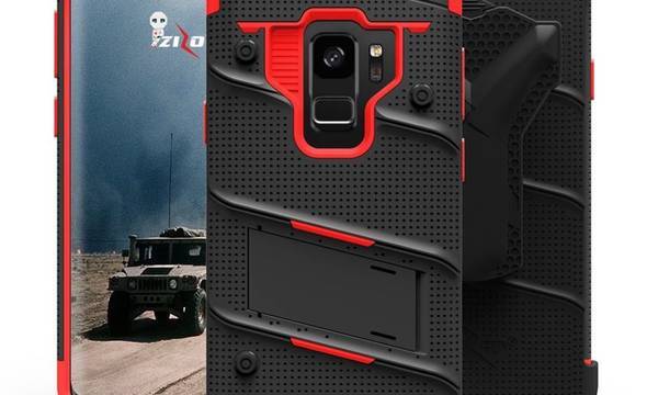 Zizo Bolt Cover - Pancerne etui Samsung Galaxy S9 ze szkłem 9H na ekran + podstawka & uchwyt do paska (Black/Red) - zdjęcie 7