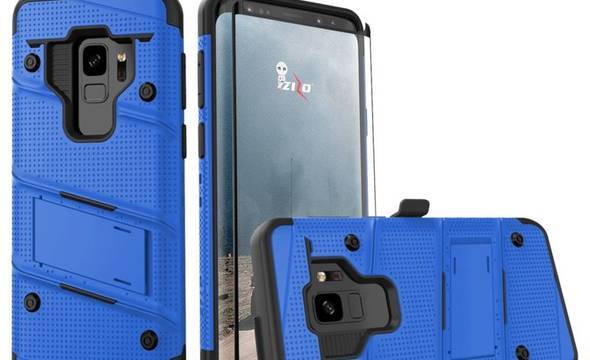 Zizo Bolt Cover - Pancerne etui Samsung Galaxy S9 ze szkłem 9H na ekran + podstawka & uchwyt do paska (Blue/Black) - zdjęcie 3
