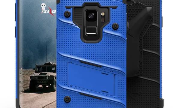 Zizo Bolt Cover - Pancerne etui Samsung Galaxy S9 ze szkłem 9H na ekran + podstawka & uchwyt do paska (Blue/Black) - zdjęcie 7