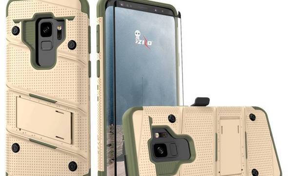 Zizo Bolt Cover - Pancerne etui Samsung Galaxy S9 ze szkłem 9H na ekran + podstawka & uchwyt do paska (Desert Tan/Camo Green) - zdjęcie 3