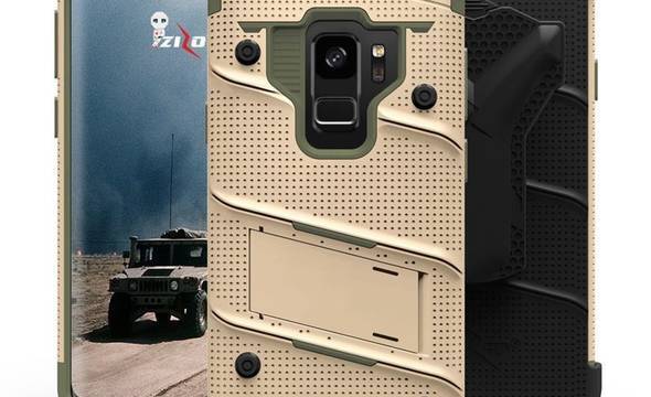 Zizo Bolt Cover - Pancerne etui Samsung Galaxy S9 ze szkłem 9H na ekran + podstawka & uchwyt do paska (Desert Tan/Camo Green) - zdjęcie 7