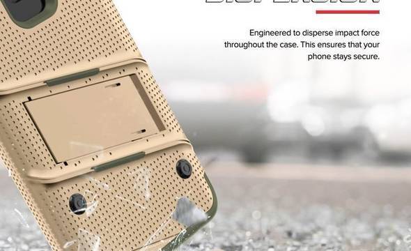 Zizo Bolt Cover - Pancerne etui Samsung Galaxy S9 ze szkłem 9H na ekran + podstawka & uchwyt do paska (Desert Tan/Camo Green) - zdjęcie 8