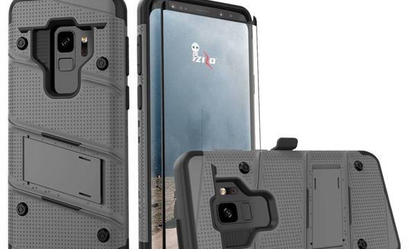 Zizo Bolt Cover - Pancerne etui Samsung Galaxy S9 ze szkłem 9H na ekran + podstawka & uchwyt do paska (Gun Metal Gray) - zdjęcie 3