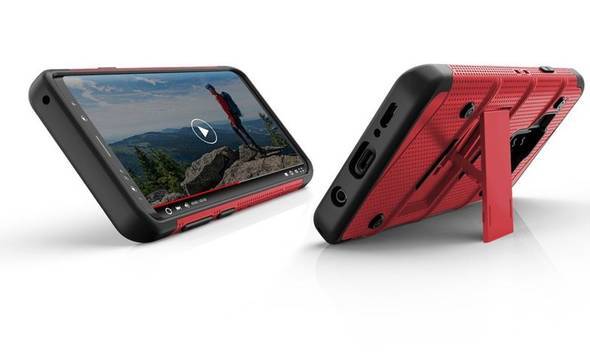 Zizo Bolt Cover - Pancerne etui Samsung Galaxy S9 ze szkłem 9H na ekran + podstawka & uchwyt do paska (Red/Black) - zdjęcie 5