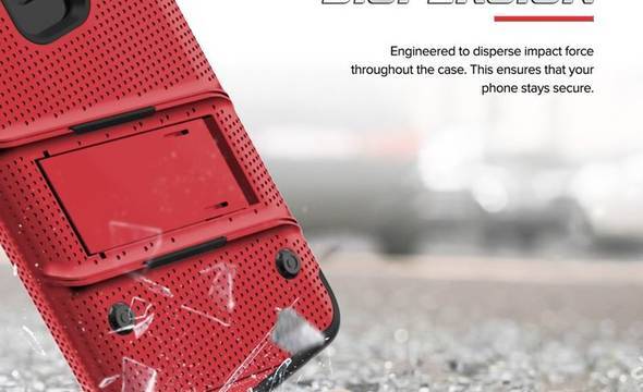 Zizo Bolt Cover - Pancerne etui Samsung Galaxy S9 ze szkłem 9H na ekran + podstawka & uchwyt do paska (Red/Black) - zdjęcie 8