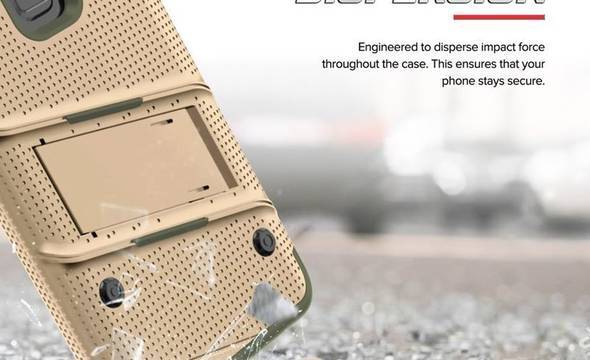 Zizo Bolt Cover - Pancerne etui Samsung Galaxy S9+ ze szkłem 9H na ekran + podstawka & uchwyt do paska (Desert Tan/Camo Green) - zdjęcie 8