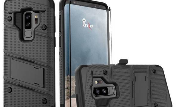 Zizo Bolt Cover - Pancerne etui Samsung Galaxy S9+ ze szkłem 9H na ekran + podstawka & uchwyt do paska (Black/Black) - zdjęcie 3