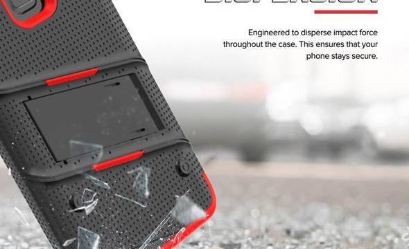 Zizo Bolt Cover - Pancerne etui Samsung Galaxy S9+ ze szkłem 9H na ekran + podstawka & uchwyt do paska (Black/Red) - zdjęcie 8