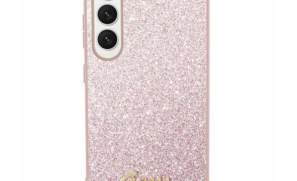 Guess Glitter Flakes Metal Logo Case - Etui Samsung Galaxy S24 Ultra (różowy) - zdjęcie 1