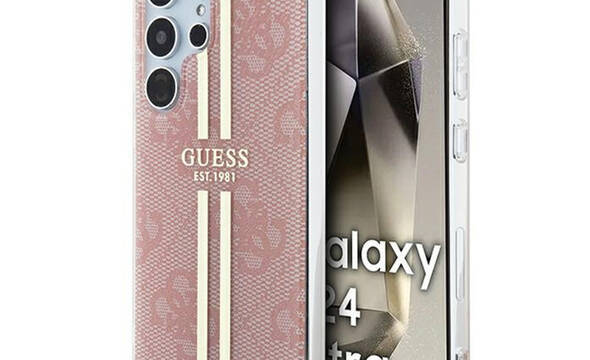Guess IML 4G Gold Stripe - Etui Samsung Galaxy S24 Ultra (różowy) - zdjęcie 1