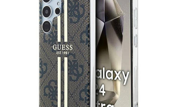 Guess IML 4G Gold Stripe - Etui Samsung Galaxy S24 Ultra (brązowy) - zdjęcie 1