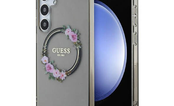 Guess IML Flowers Wreath MagSafe - Etui Samsung Galaxy S24+ (czarny) - zdjęcie 1