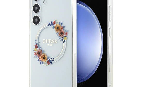 Guess IML Flowers Wreath MagSafe - Etui Samsung Galaxy S24+ (przezroczysty) - zdjęcie 1