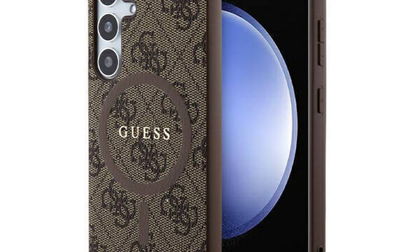 Guess 4G Collection Leather Metal Logo MagSafe - Etui Samsung Galaxy S24 (brązowy) - zdjęcie 1