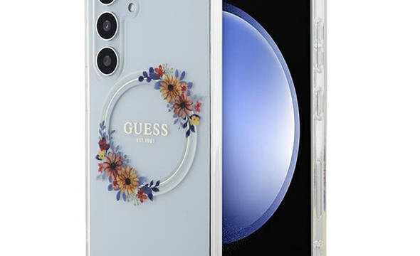 Guess IML Flowers Wreath MagSafe - Etui Samsung Galaxy S24 (przezroczysty) - zdjęcie 1
