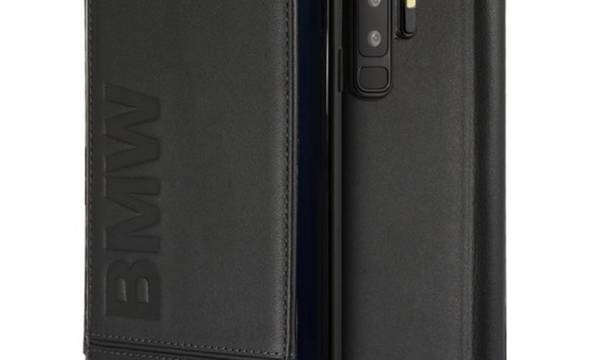 BMW Signature Logo Imprint Book Case - Skórzane etui z klapką Samsung Galaxy S9+ z wytłaczanym logo BMW + kieszenie na karty (czarny) - zdjęcie 1