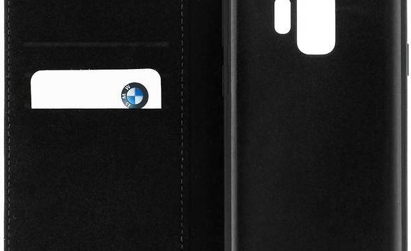 BMW Signature Logo Imprint Book Case - Skórzane etui z klapką Samsung Galaxy S9 z wytłaczanym logo BMW + kieszenie na karty (czarny) - zdjęcie 4