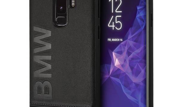 BMW Signature Logo Imprint Case - Skórzane etui Samsung Galaxy S9+ z wytłaczanym logo BMW (czarny) - zdjęcie 1