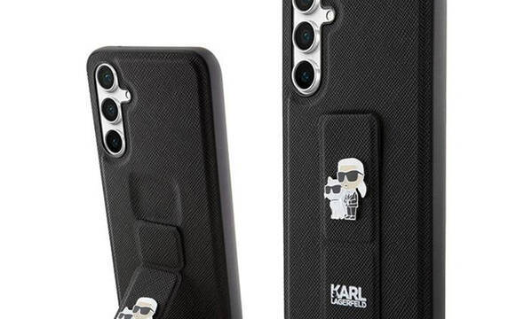 Karl Lagerfeld Gripstand Saffiano Karl & Choupette Pins - Etui Samsung Galaxy S23 FE (czarny) - zdjęcie 1