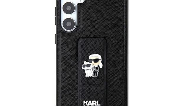 Karl Lagerfeld Gripstand Saffiano Karl & Choupette Pins - Etui Samsung Galaxy S24 Ultra (czarny) - zdjęcie 1