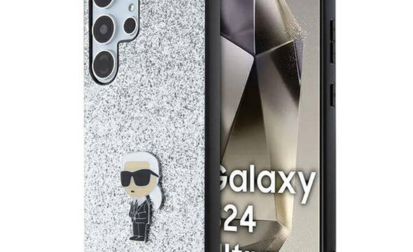 Karl Lagerfeld Fixed Glitter Ikonik Logo Metal Pin - Etui Samsung Galaxy S24 Ultra (srebrny) - zdjęcie 1