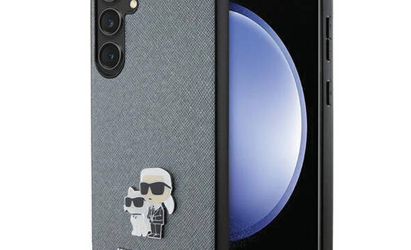 Karl Lagerfeld Saffiano Karl & Choupette Metal Pin - Etui Samsung Galaxy S24+ (szary) - zdjęcie 1