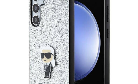 Karl Lagerfeld Fixed Glitter Ikonik Logo Metal Pin - Etui Samsung Galaxy S24+ (srebrny) - zdjęcie 1